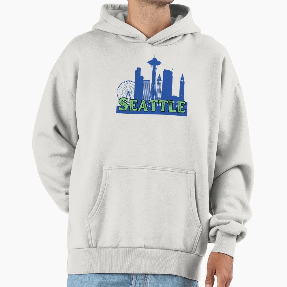 Seattle Skyline Hoodie - Aesthetic Graphic for Adults - T-Shirt, Sweatshirt, Hoodie