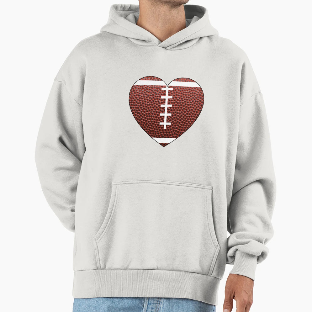 Football Heart Hoodie - Unique Graphic Unisex - T-Shirt, Sweatshirt, Hoodie