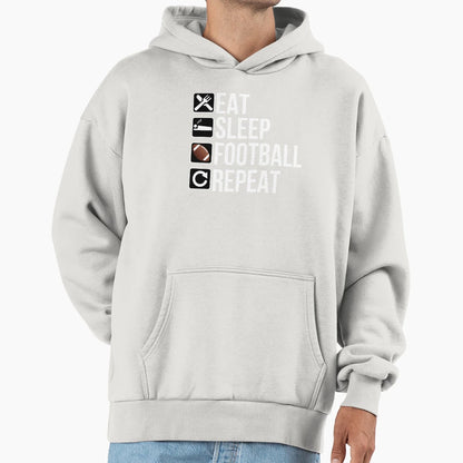 Football Player Gift Eat Sleep Hoodie - Minimalist Print for Adults - T-Shirt, Sweatshirt, Hoodie