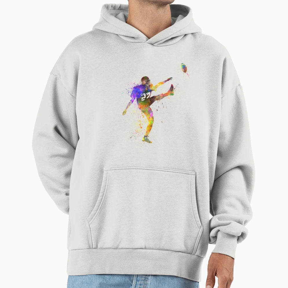 American Football Player Kicker Kicking Hoodie - Unique Graphic Men Women - T-Shirt, Sweatshirt, Hoodie