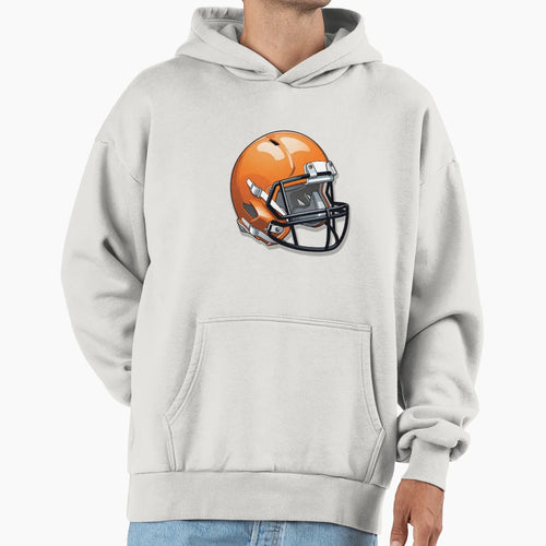 Orange Football Helmet Hoodie - Aesthetic Graphic Men Women - T-Shirt, Sweatshirt, Hoodie
