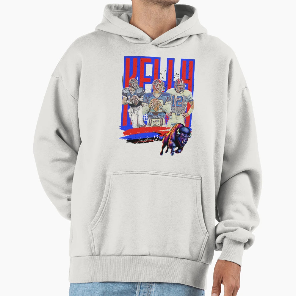 Jim Kelly Buffalo Bills Legendary Hoodie - Minimalist Print for Adults - T-Shirt, Sweatshirt, Hoodie