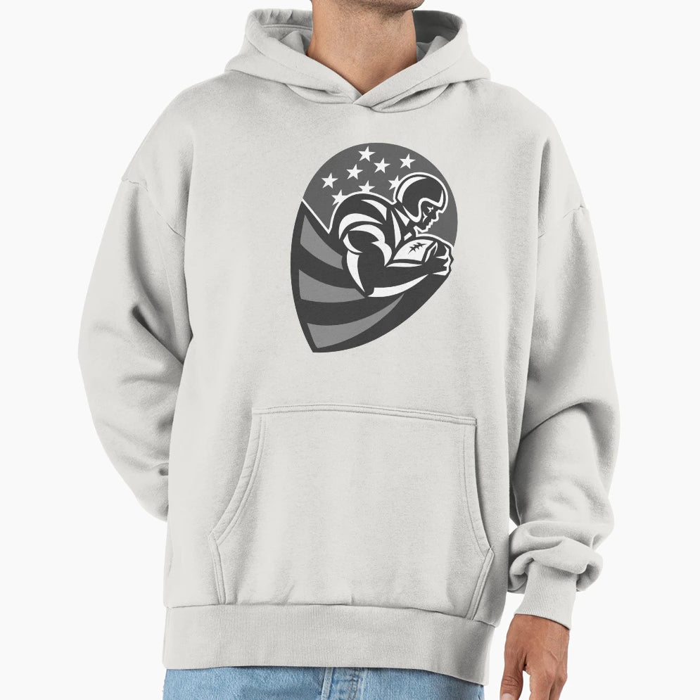 American Football Running Ball Hoodie - Fun Novelty Design for Adults - T-Shirt, Sweatshirt, Hoodie