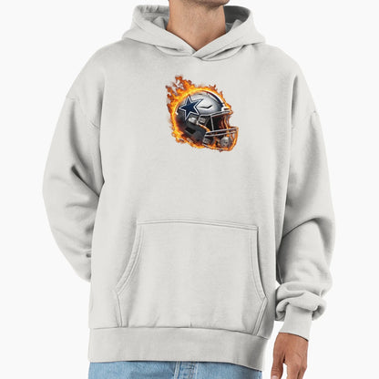 Dallas Cowboys Flaming Football Helmet Hoodie - Graphic Print for Adults - T-Shirt, Sweatshirt, Hoodie