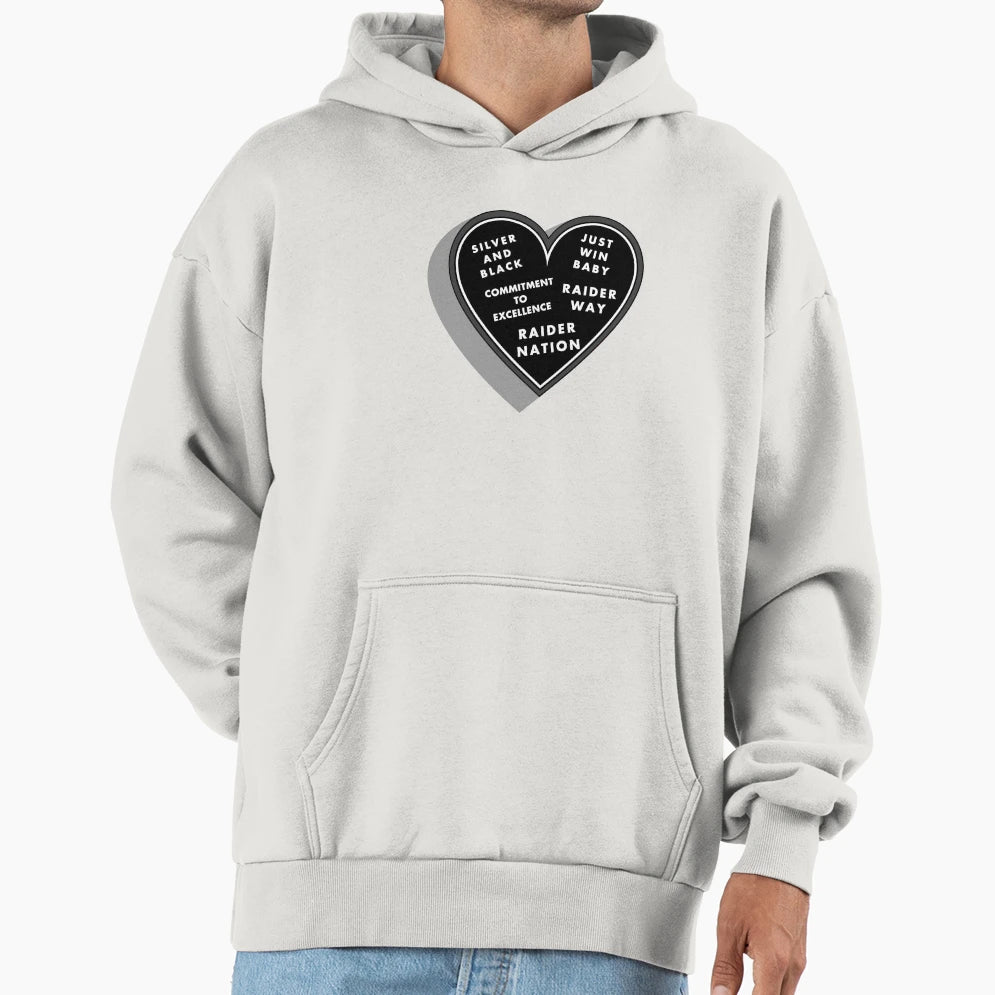 Raider Quotes Heart Hoodie - Unique Graphic for Adults - T-Shirt, Sweatshirt, Hoodie
