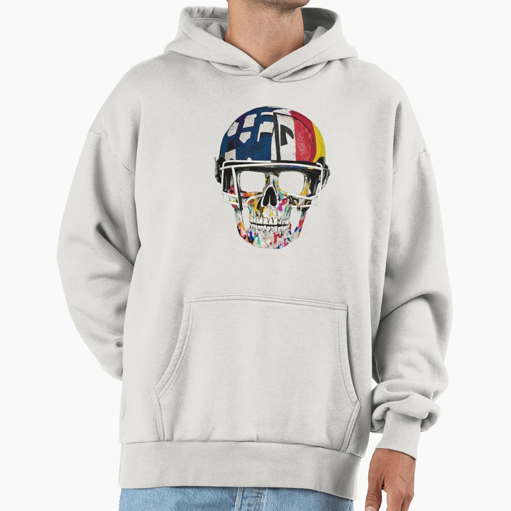 American Football Helmet Skull Hoodie - Unique Graphic Unisex - T-Shirt, Sweatshirt, Hoodie