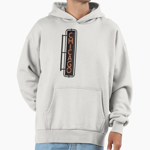 Chicago Neon Musical Hoodie - Unique Graphic Unisex - T-Shirt, Sweatshirt, Hoodie