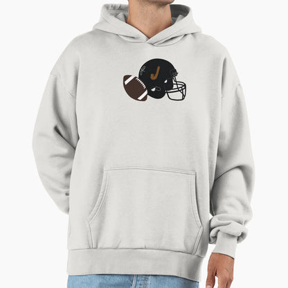 Monogram J Football Helmet Hoodie - Casual Everyday Wear Men Women - T-Shirt, Sweatshirt, Hoodie