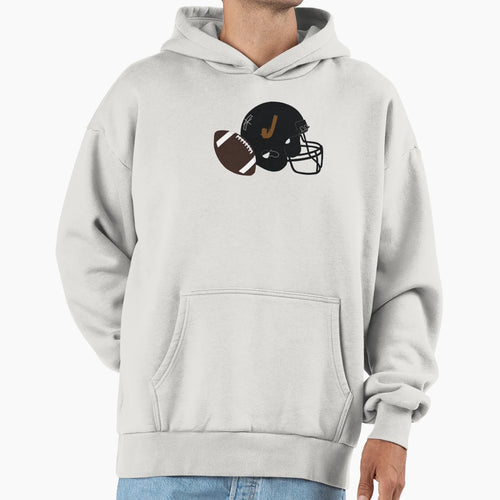 Monogram J Football Helmet Hoodie - Casual Everyday Wear Men Women - T-Shirt, Sweatshirt, Hoodie
