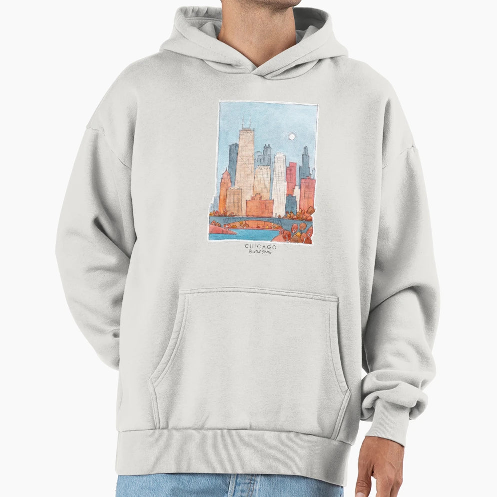 Chicago Windy City Hoodie - Novelty Apparel for Adults - T-Shirt, Sweatshirt, Hoodie