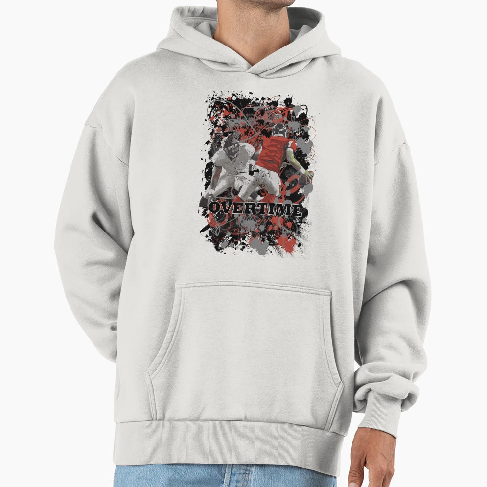 Overtime Quarter Back Red Hoodie - Custom Art Print for Adults - T-Shirt, Sweatshirt, Hoodie
