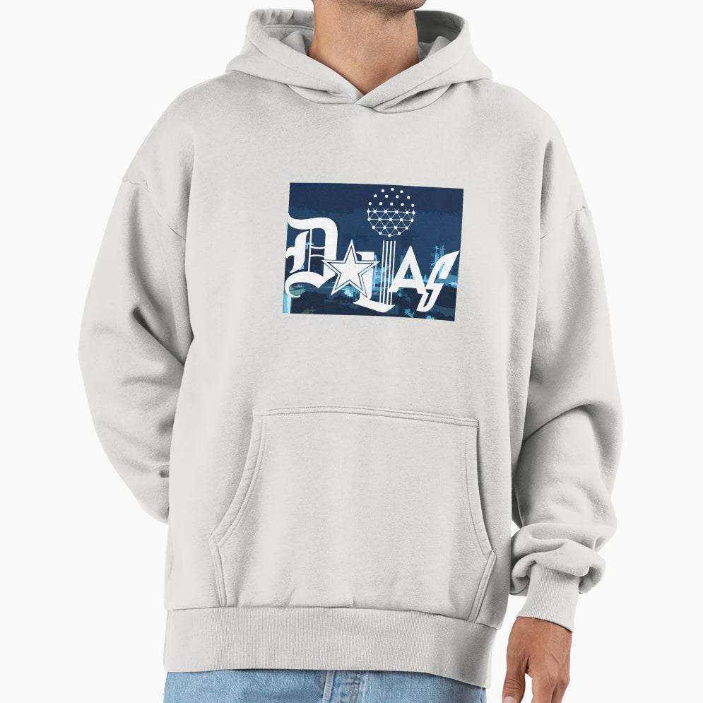 Dallas Logo Background Blue Hoodie - Trendy Graphic Men Women - T-Shirt, Sweatshirt, Hoodie