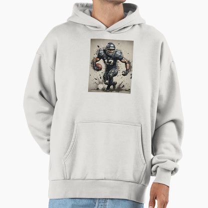 Gridiron Fury Punk American Football Hoodie - Trendy Graphic Unisex - T-Shirt, Sweatshirt, Hoodie