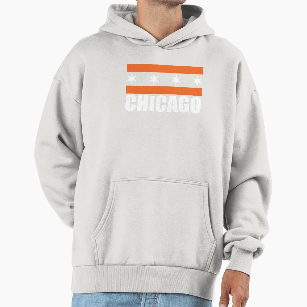 Chicago Flag Bears Colors Orange Hoodie - Casual Everyday Wear for Adults - T-Shirt, Sweatshirt, Hoodie