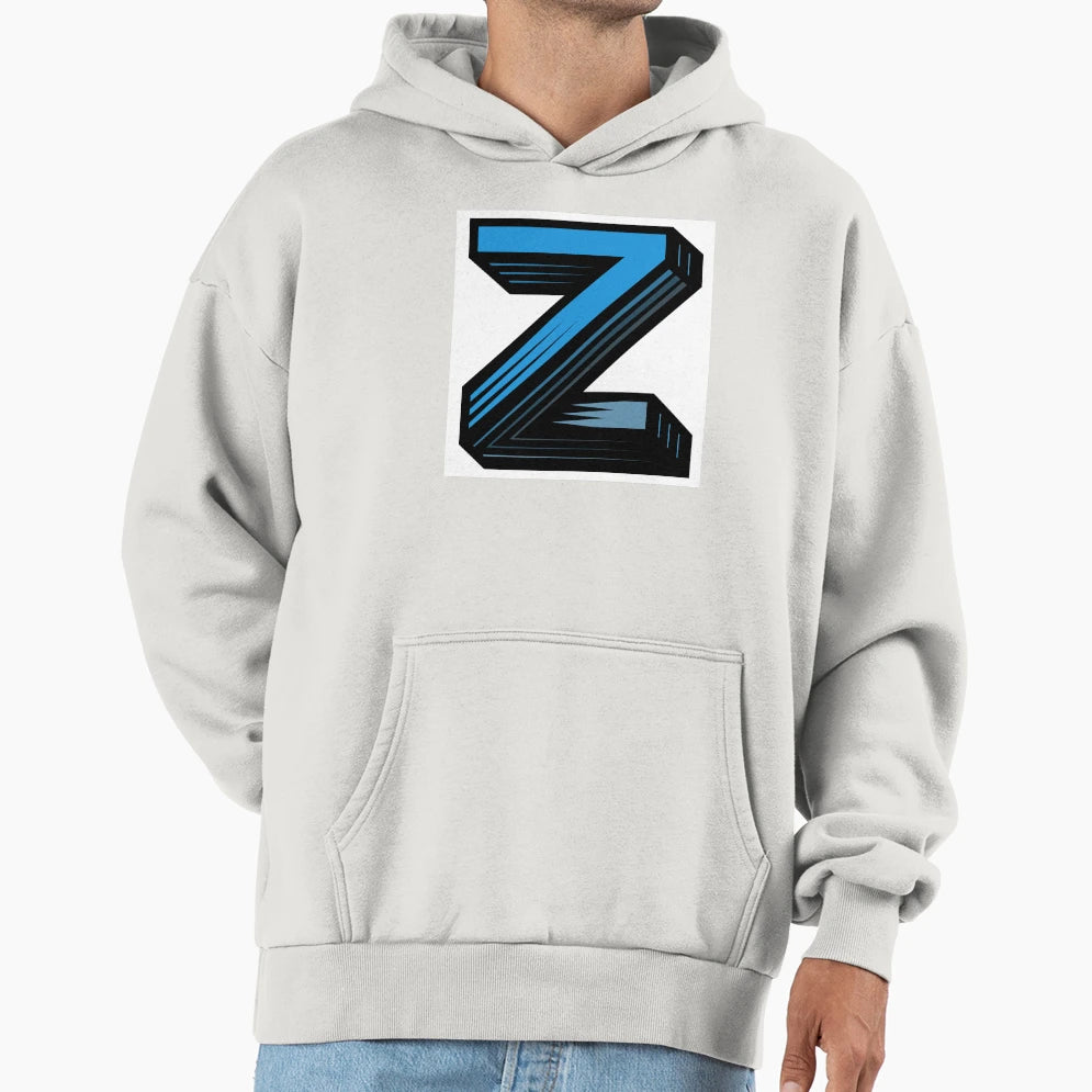 Blue Color Letter Z Initial Hoodie - Streetwear Style Unisex - T-Shirt, Sweatshirt, Hoodie