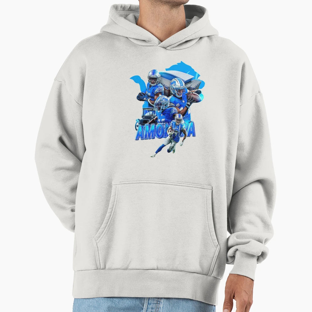 Amon Ra St Brown Lions Hoodie - Minimalist Print for Adults - T-Shirt, Sweatshirt, Hoodie