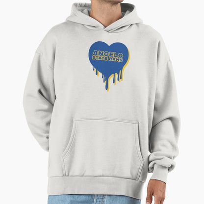 Angelo State Rams Melty Heart Logo Hoodie - Streetwear Style for Adults - T-Shirt, Sweatshirt, Hoodie