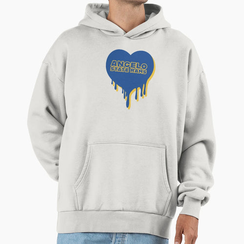 Angelo State Rams Melty Heart Logo Hoodie - Streetwear Style for Adults - T-Shirt, Sweatshirt, Hoodie