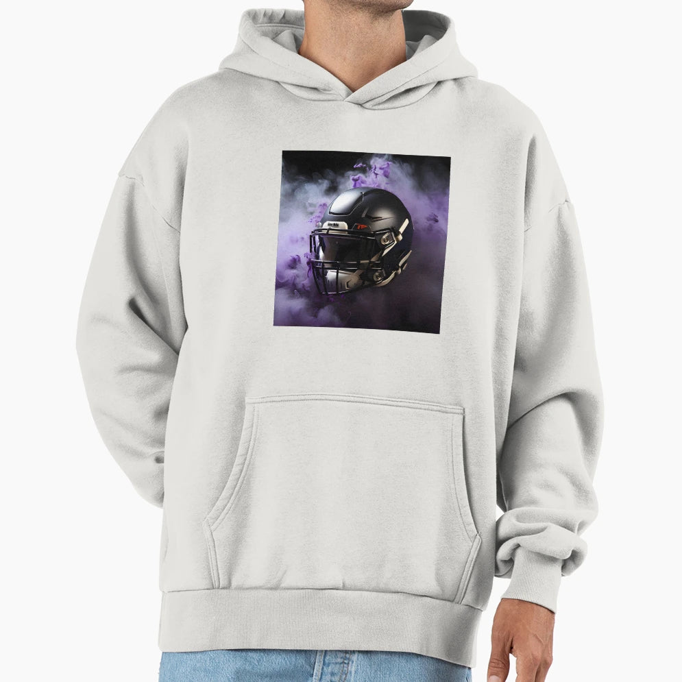Black American Football Helmet Hoodie - Minimalist Print for Adults - T-Shirt, Sweatshirt, Hoodie