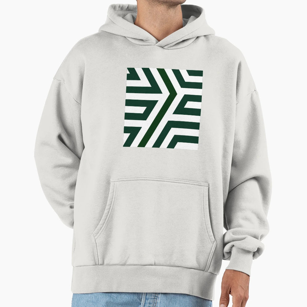 Dark Green Geometric Line Art Hoodie - Casual Everyday Wear for Adults - T-Shirt, Sweatshirt, Hoodie