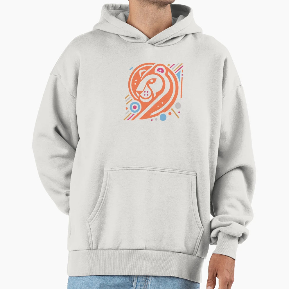 Fierce Majesty Abstract Geometric Lion Hoodie - Fun Novelty Design Unisex - T-Shirt, Sweatshirt, Hoodie