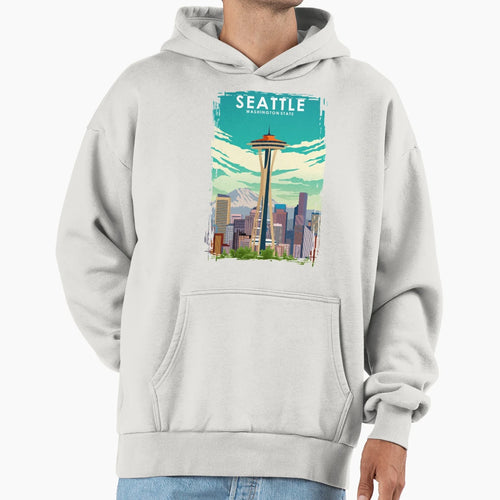 Seattle Washington State Travel Hoodie - Unique Graphic for Adults - T-Shirt, Sweatshirt, Hoodie