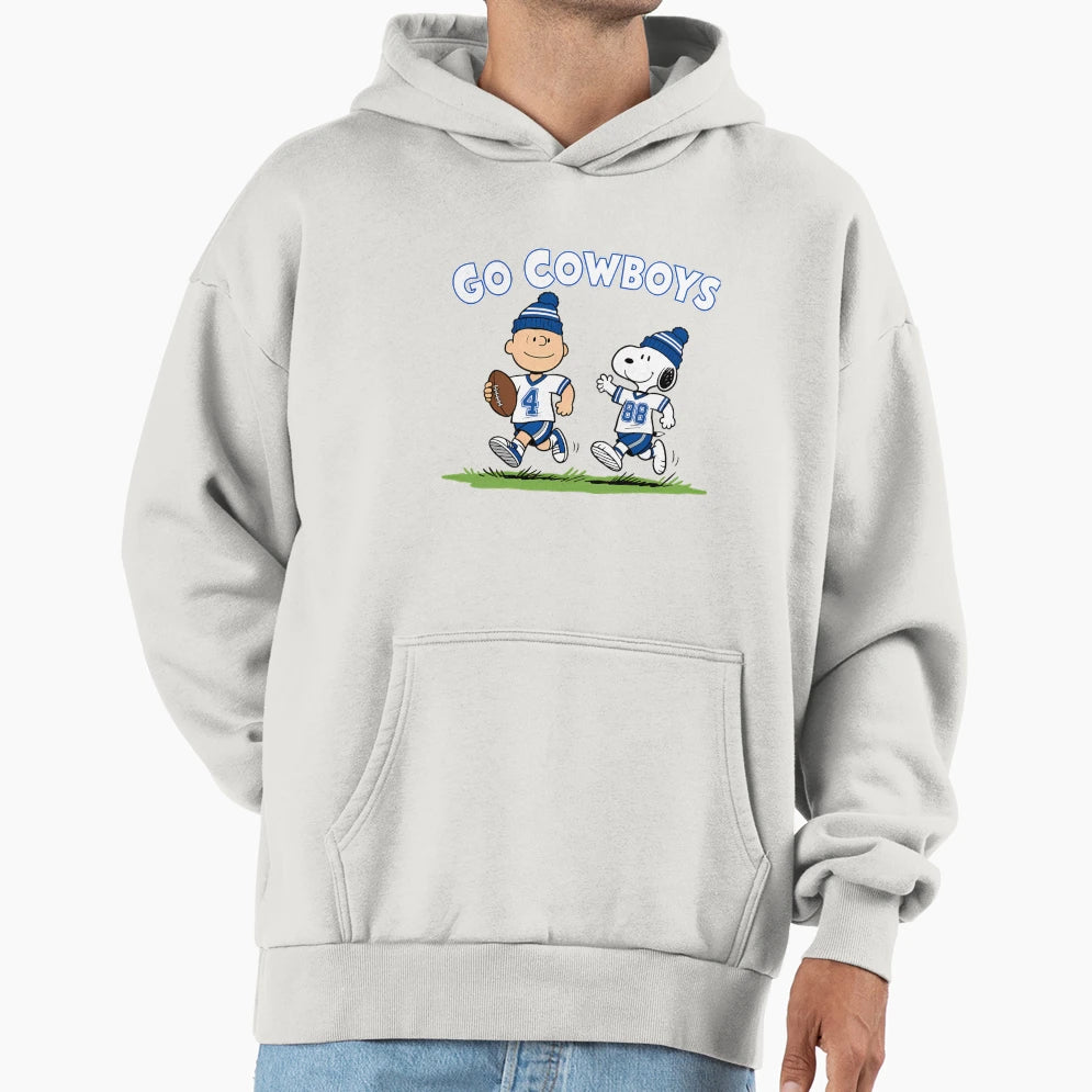Dallas Football Go Cowboys Snoopy Hoodie - Casual Everyday Wear for Adults - T-Shirt, Sweatshirt, Hoodie