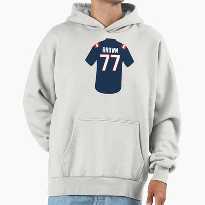 Trent Brown Jersey Number 77 Hoodie - Minimalist Print Men Women - T-Shirt, Sweatshirt, Hoodie