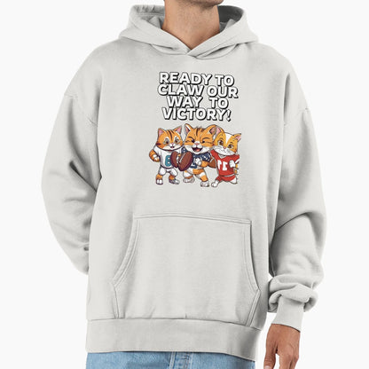 Ready To Claw Our Way To Victory Cat Hoodie - Minimalist Print Men Women - T-Shirt, Sweatshirt, Hoodie
