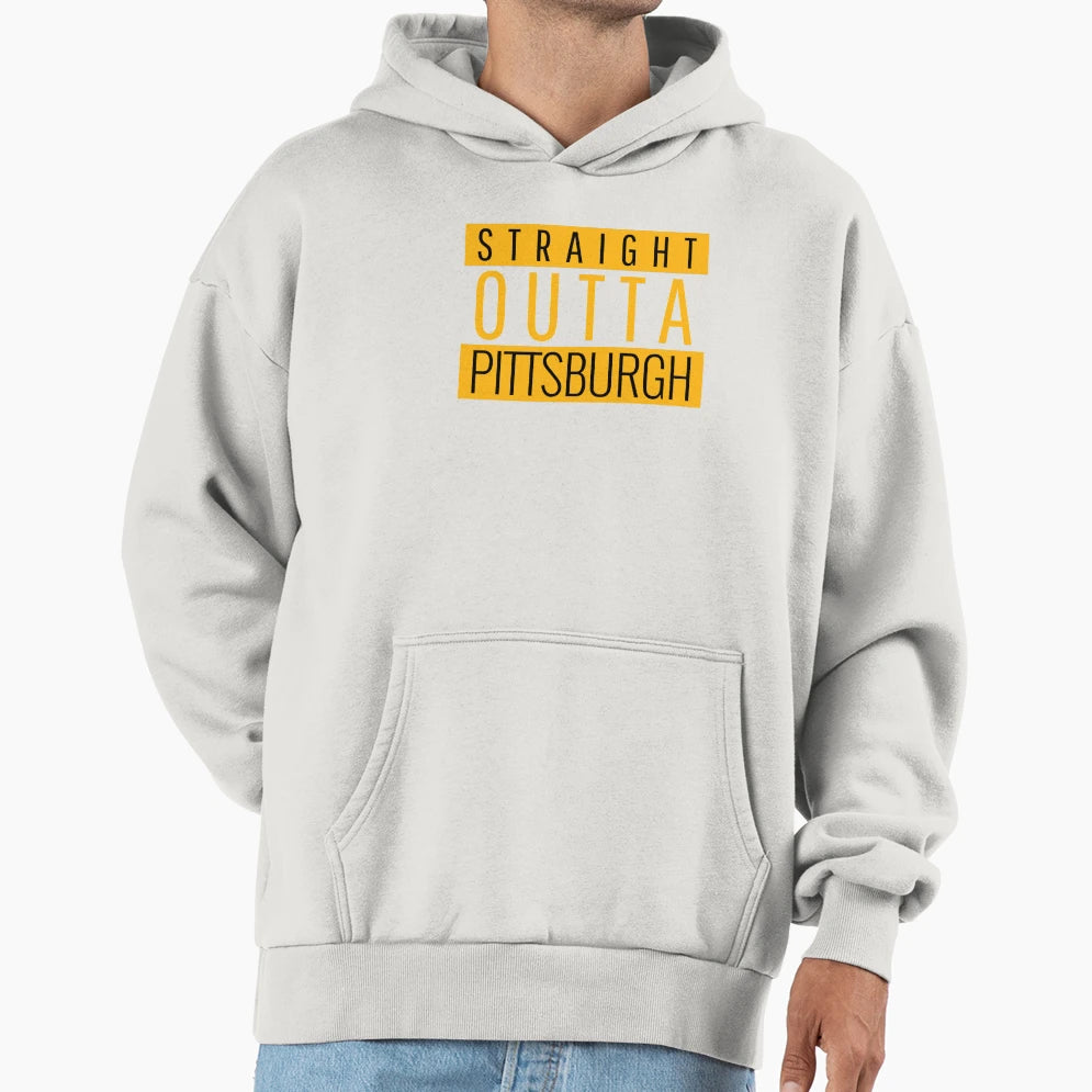 Straight Outta Pittsburgh Football Hoodie - Novelty Apparel Unisex - T-Shirt, Sweatshirt, Hoodie
