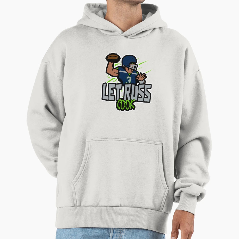 Let Russ Cook Go Hawks Seattle Football Hoodie - Novelty Apparel Unisex - T-Shirt, Sweatshirt, Hoodie