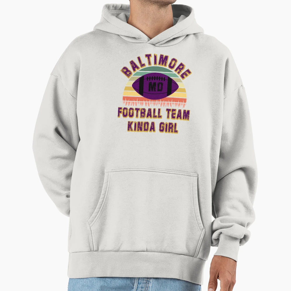 Baltimore Ravens Football Team Kinda Hoodie - Minimalist Print Unisex - T-Shirt, Sweatshirt, Hoodie