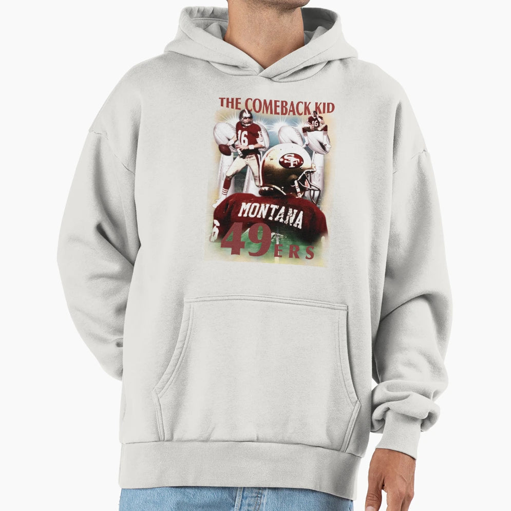 Joe Montana Comeback Hoodie - Fun Novelty Design for Adults - T-Shirt, Sweatshirt, Hoodie