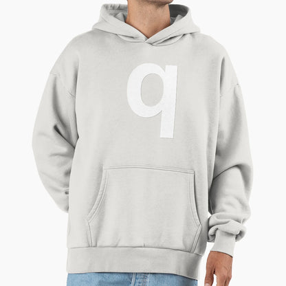 Q White Hoodie - Graphic Print Unisex - T-Shirt, Sweatshirt, Hoodie