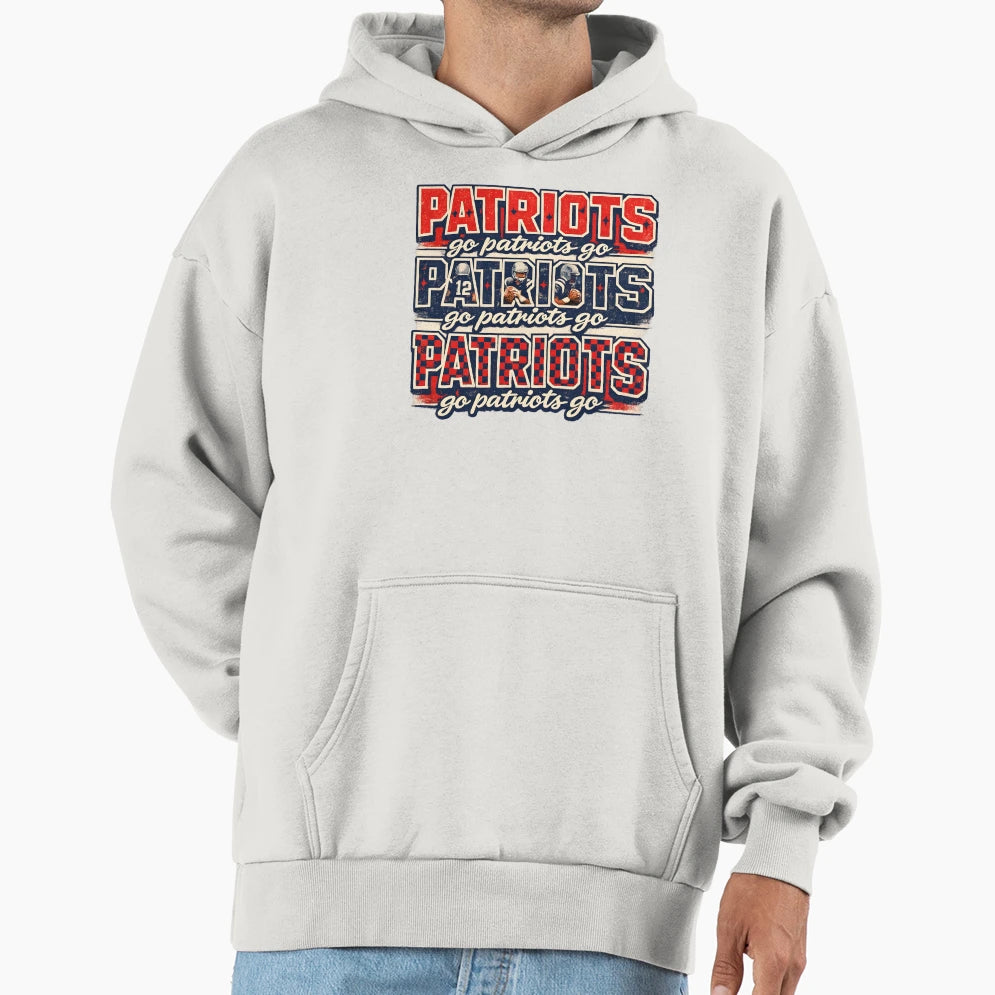 Go Patriots Go Funny Game Day Hoodie - Novelty Apparel Unisex - T-Shirt, Sweatshirt, Hoodie