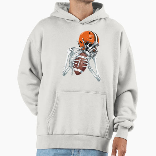 Skeleton Football Halloween Funny Hoodie - Aesthetic Graphic Unisex - T-Shirt, Sweatshirt, Hoodie