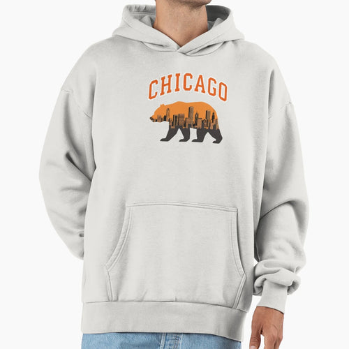 Chicago Bear Skyline Iconic City Hoodie - Custom Art Print Men Women - T-Shirt, Sweatshirt, Hoodie