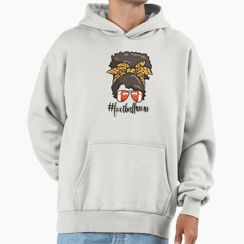 Footballmom Messy Bun Mom Womens Football Hoodie - Minimalist Print Unisex - T-Shirt, Sweatshirt, Hoodie