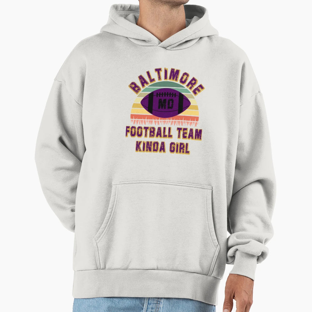 Baltimore Ravens Football Team Kinda Hoodie - Minimalist Print for Adults - T-Shirt, Sweatshirt, Hoodie