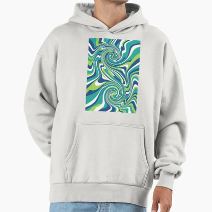 Green And Blue Psychedelic Swirl Hoodie - Unique Graphic Unisex - T-Shirt, Sweatshirt, Hoodie