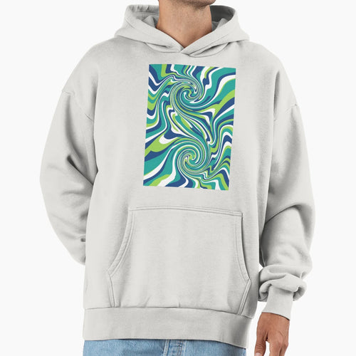 Green And Blue Psychedelic Swirl Hoodie - Unique Graphic Unisex - T-Shirt, Sweatshirt, Hoodie