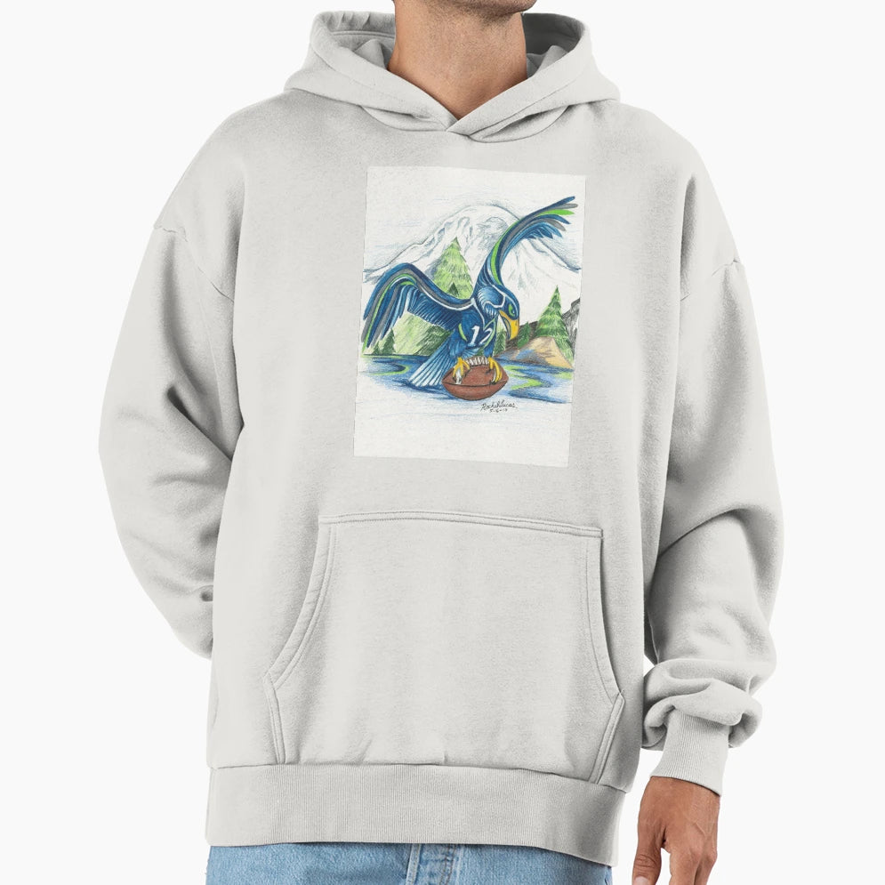 Mount Rainer And Seahawk Hoodie - Streetwear Style for Adults - T-Shirt, Sweatshirt, Hoodie