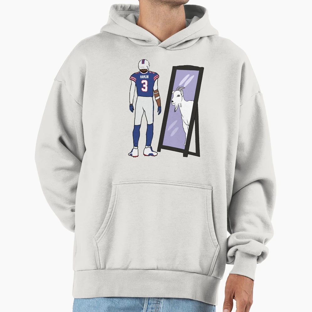 Damar Hamlin Mirror Goat Hoodie - Fun Novelty Design Unisex - T-Shirt, Sweatshirt, Hoodie
