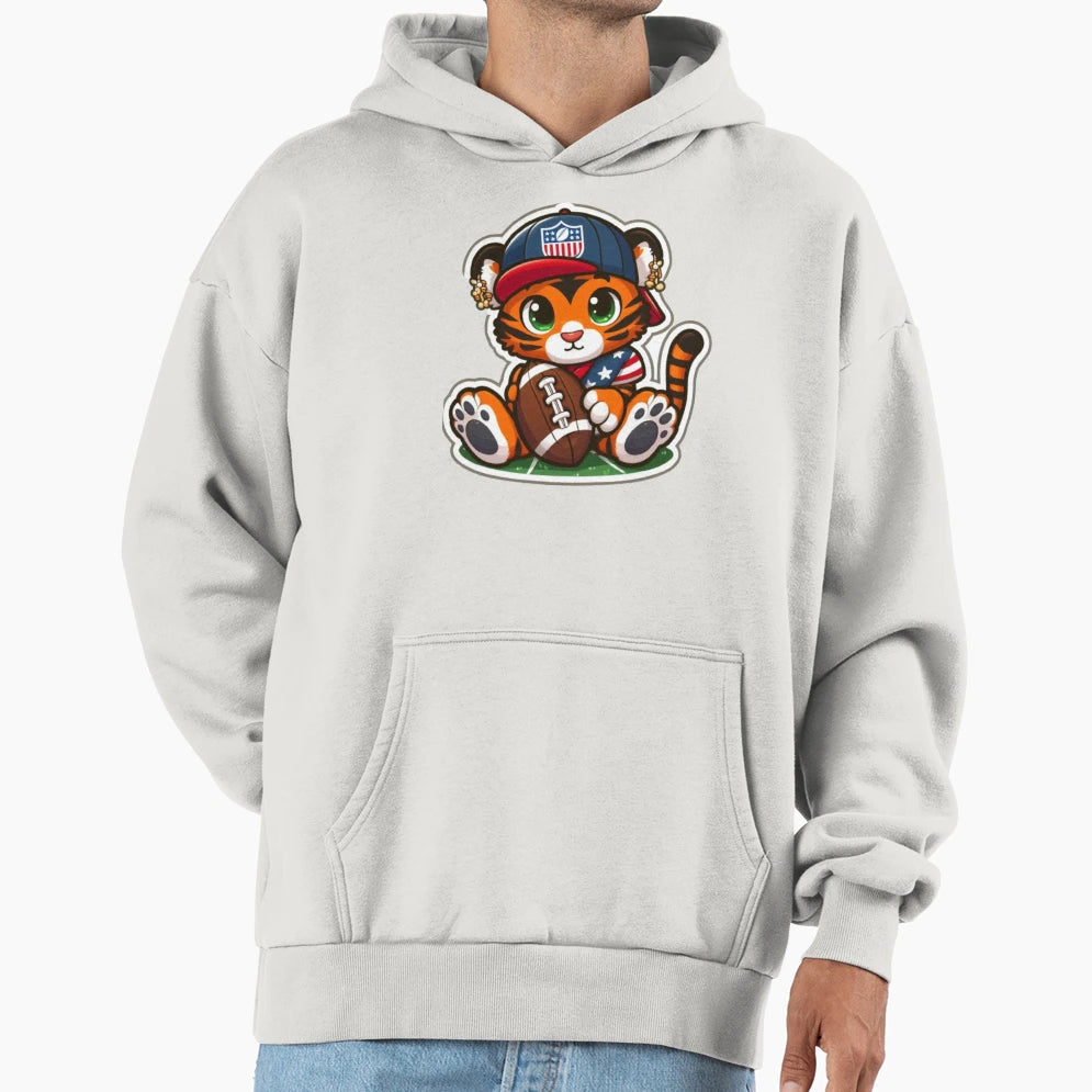 Animated Tigress Footballer Adorable Hoodie - Novelty Apparel Unisex - T-Shirt, Sweatshirt, Hoodie
