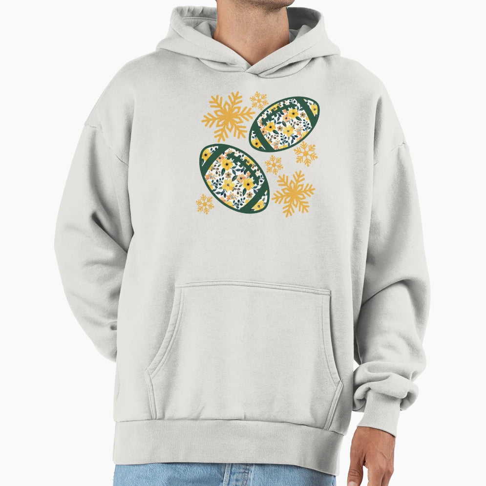 Football Green And Gold Winter Scatter Hoodie - Custom Art Print Men Women - T-Shirt, Sweatshirt, Hoodie
