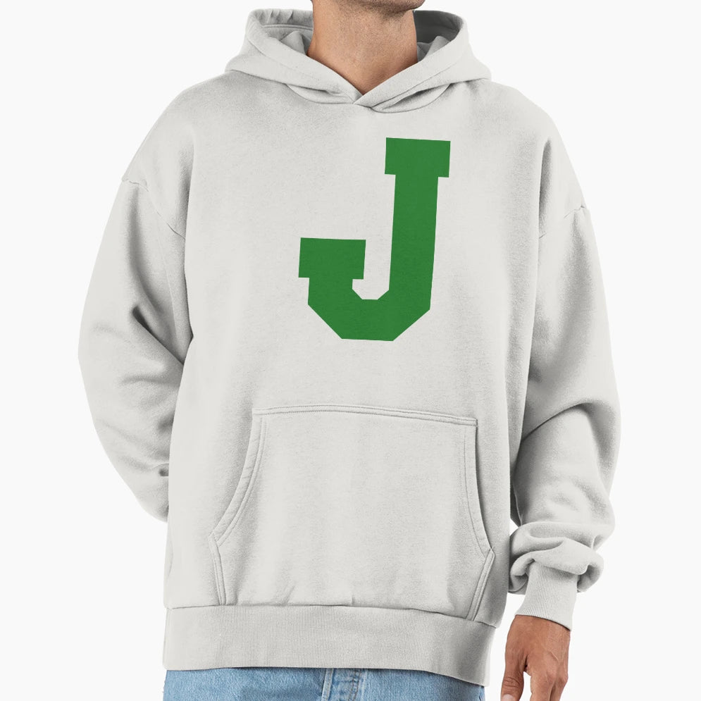 Alphabet Green J Sports Letter J Hoodie - Casual Everyday Wear Men Women - T-Shirt, Sweatshirt, Hoodie