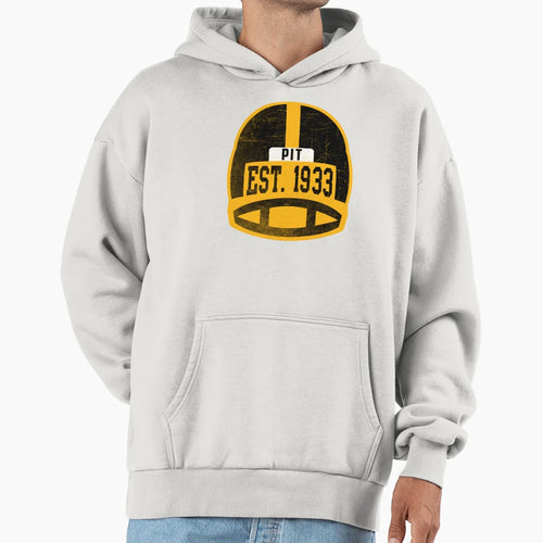 Pittsburgh Throwback Football Helmet Hoodie - Minimalist Print Men Women - T-Shirt, Sweatshirt, Hoodie