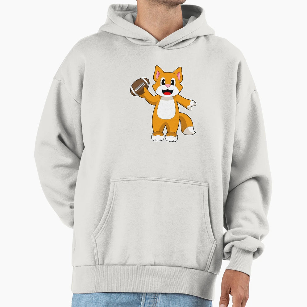 Cat American Football Sports Hoodie - Aesthetic Graphic for Adults - T-Shirt, Sweatshirt, Hoodie
