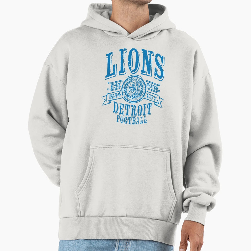 Lions Football Hoodie - Fun Novelty Design for Adults - T-Shirt, Sweatshirt, Hoodie