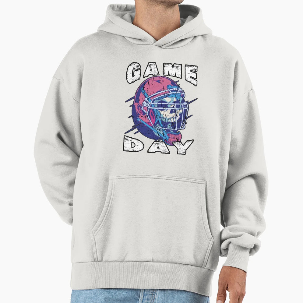Game Day Halloween Skull Football Season Hoodie - Unique Graphic Men Women - T-Shirt, Sweatshirt, Hoodie